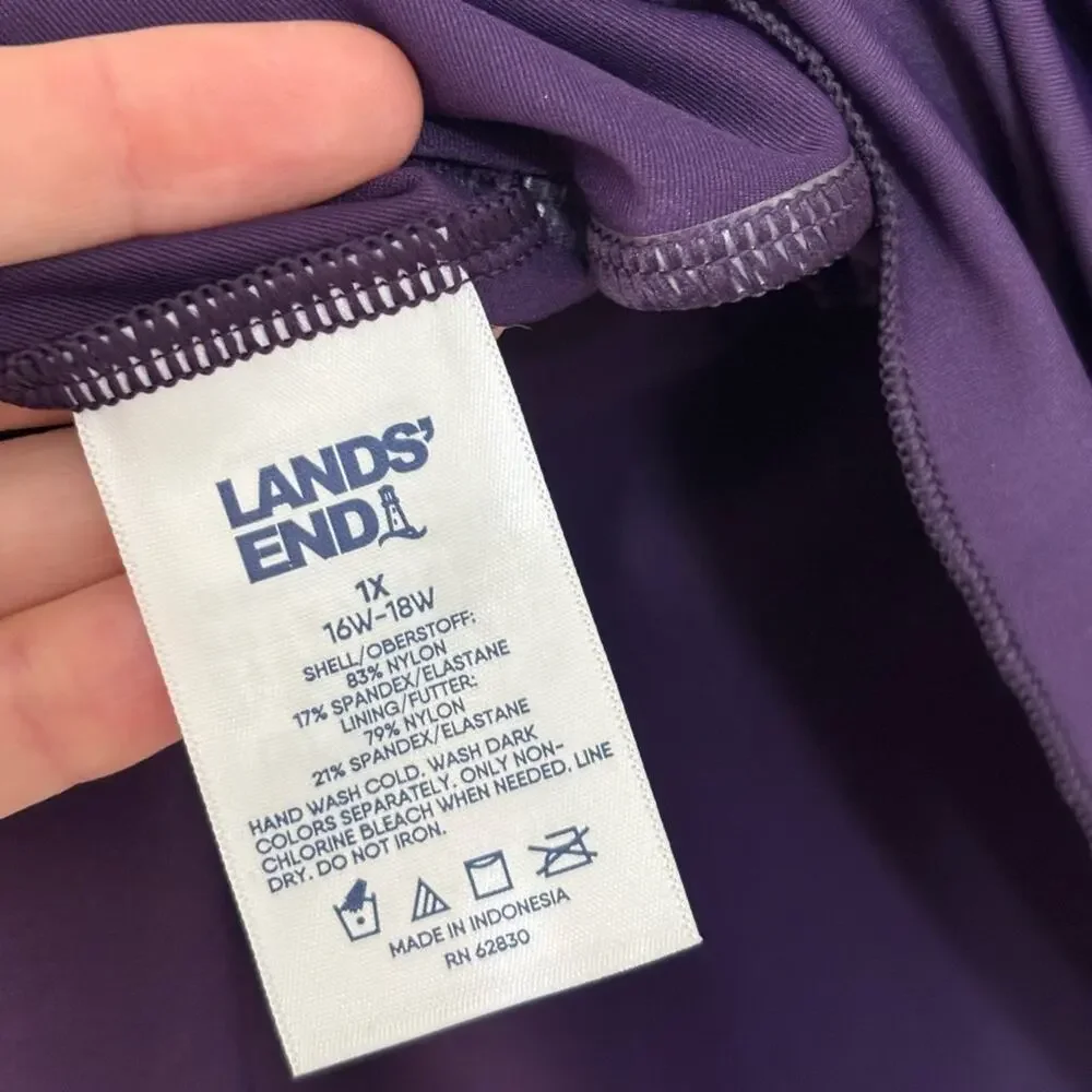 NWT Lands End Adjustable Scoop Neck Flutter Tankini Top in Purple - Size 1X